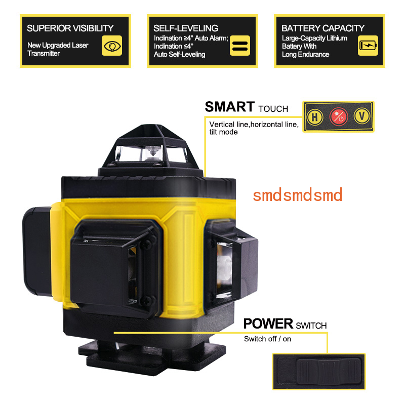 Laser Level 16 Lines 4D Green - 16ライン4Dレーザーレベル水平＆垂直クロスライングリーンビーム360 ° リモコン付きセルフレベリングレーザーレベル