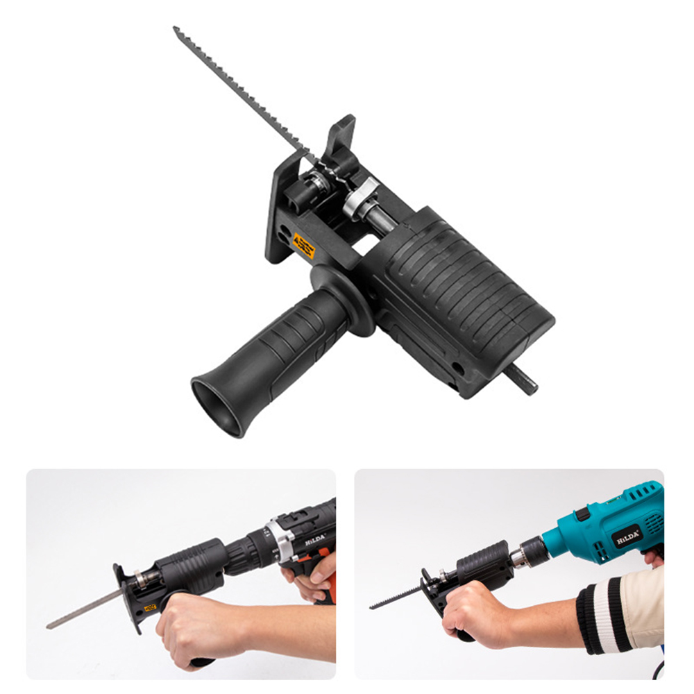 Reciprocating Saw Attachment Drill - ポータブルレシプロソーアダプター多機能電動ドリル改造ツールアタッチメント人間工学に基づいたハンドル付き3枚の鋸刃