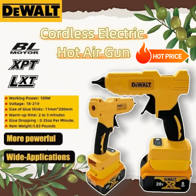 Hot Melt Glue Gun Cordless - デュウォルト コードレス電動ハンドヘルドホットグルーガン 修理DIYツール ホットメルト溶接 ホットエアガン 火傷防止ノズル