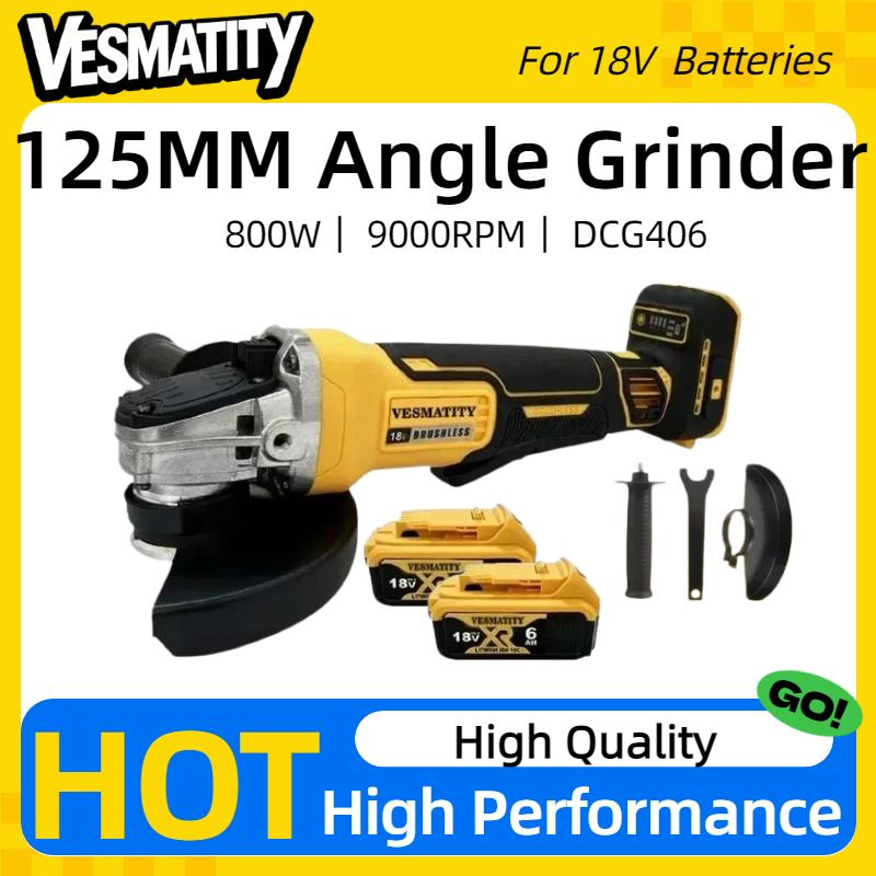 Brushless Angle Grinder Battery Powered - DCG406 125MM ブラシレスコードレスアングルグラインダー 9000RPM 切断・研磨用電動工具 18Vバッテリー対応