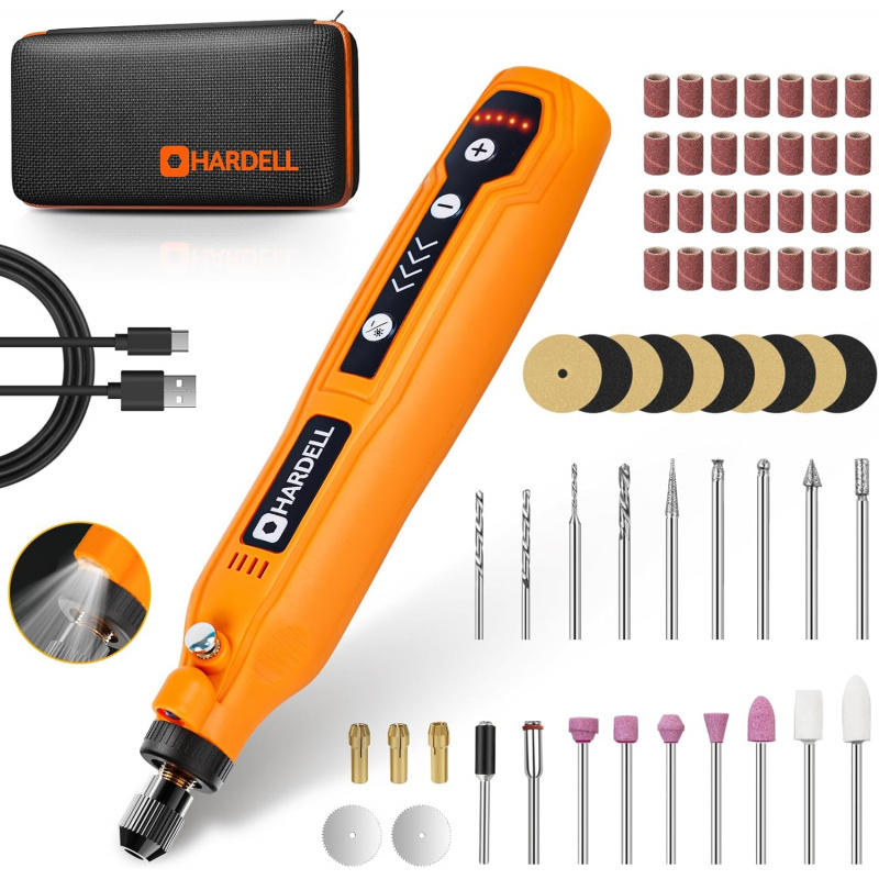 Cordless Rotary Tool Kit Accessories - ミニコードレスロータリーツールキット、5スピード、USB充電、61個のアクセサリ付き、多目的3.7V電源ロータリーツール