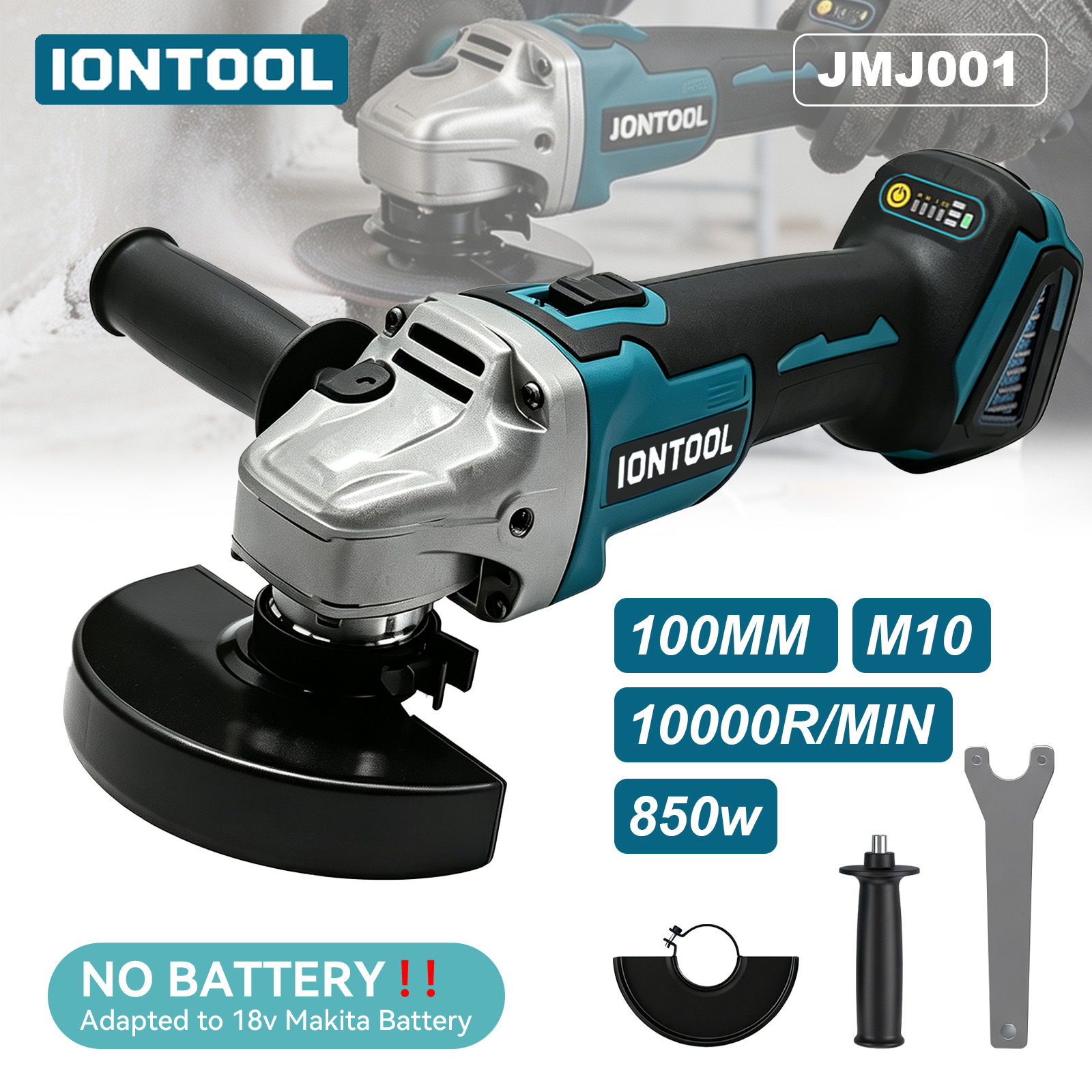Brushless Angle Grinder Battery Powered - IONTOOL 850W 100mm コードレスアングルグラインダー電動工具ツールのみ、マキタ18Vバッテリー対応、家庭用金属切断用