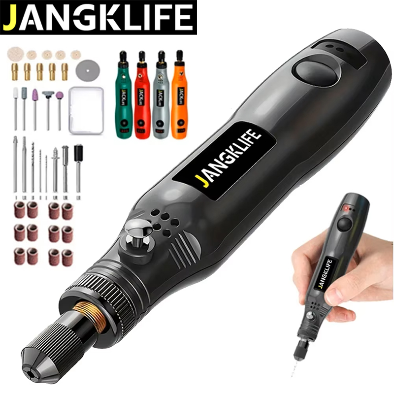 Cordless Rotary Tool Kit Accessories - JANGKLIFE USB コードレスロータリーツールキット木工彫刻ペン DIY ジュエリー金属ガラスミニワイヤレスドリル