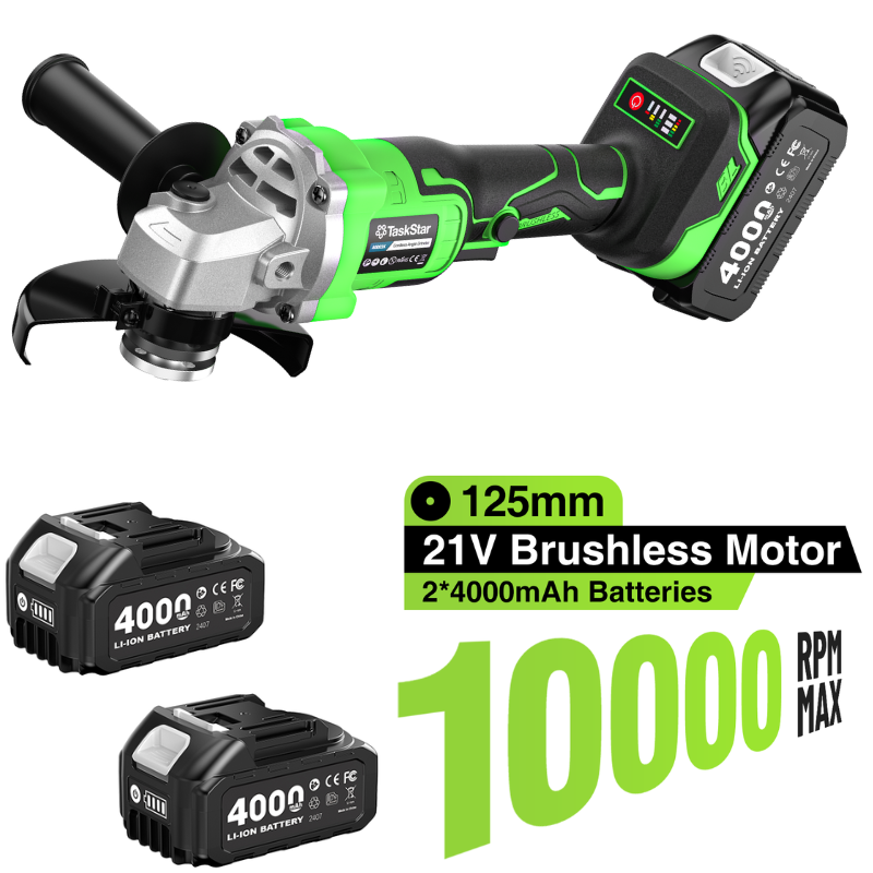 Brushless Angle Grinder Battery Powered - TaskStar 10000 RPM アングルグラインダーキット電動ブラシレス研磨切断機コードレス 21V 125mm