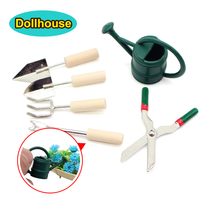 Garden Tools - 1/12 ドールハウスシミュレーションじょうろスパデはさみセットドールハウスミニチュアガーデニングツールドールハウスマイクロ風景装飾