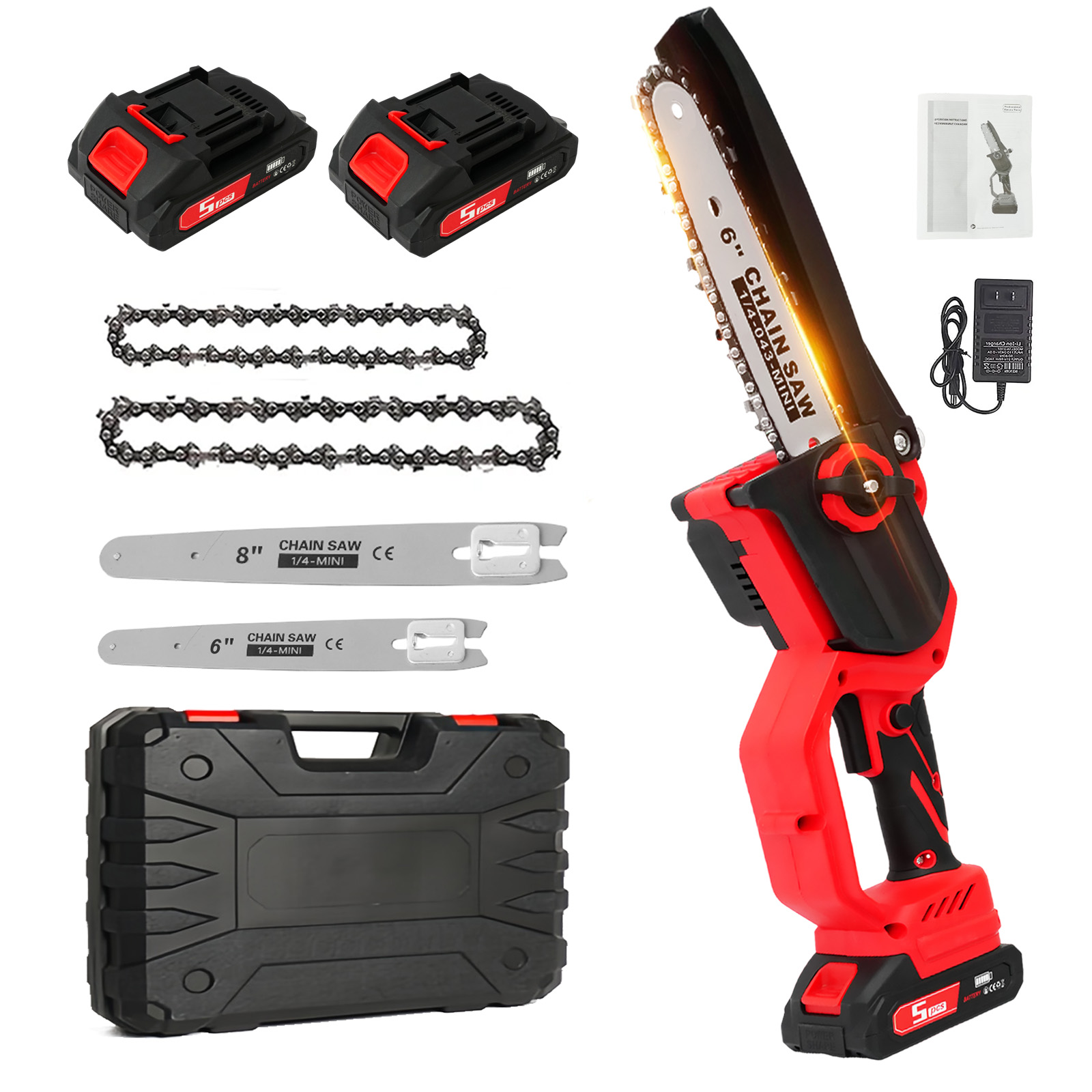 Mini Electric Chainsaw 6 Inch - 電動チェーンソー 1380W 高速ブラシレス 30ft/s 8インチ＆6インチ 2-in-1
