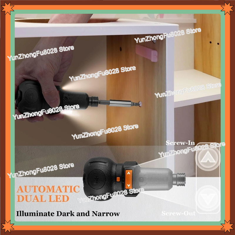 Electric Screwdriver Rechargeable Usb - 4V電動ドライバー、400 RPM、3段階速度・トルク調整可能、コードレス充電式バッテリー、USB-Cケーブル、5個のビットセット