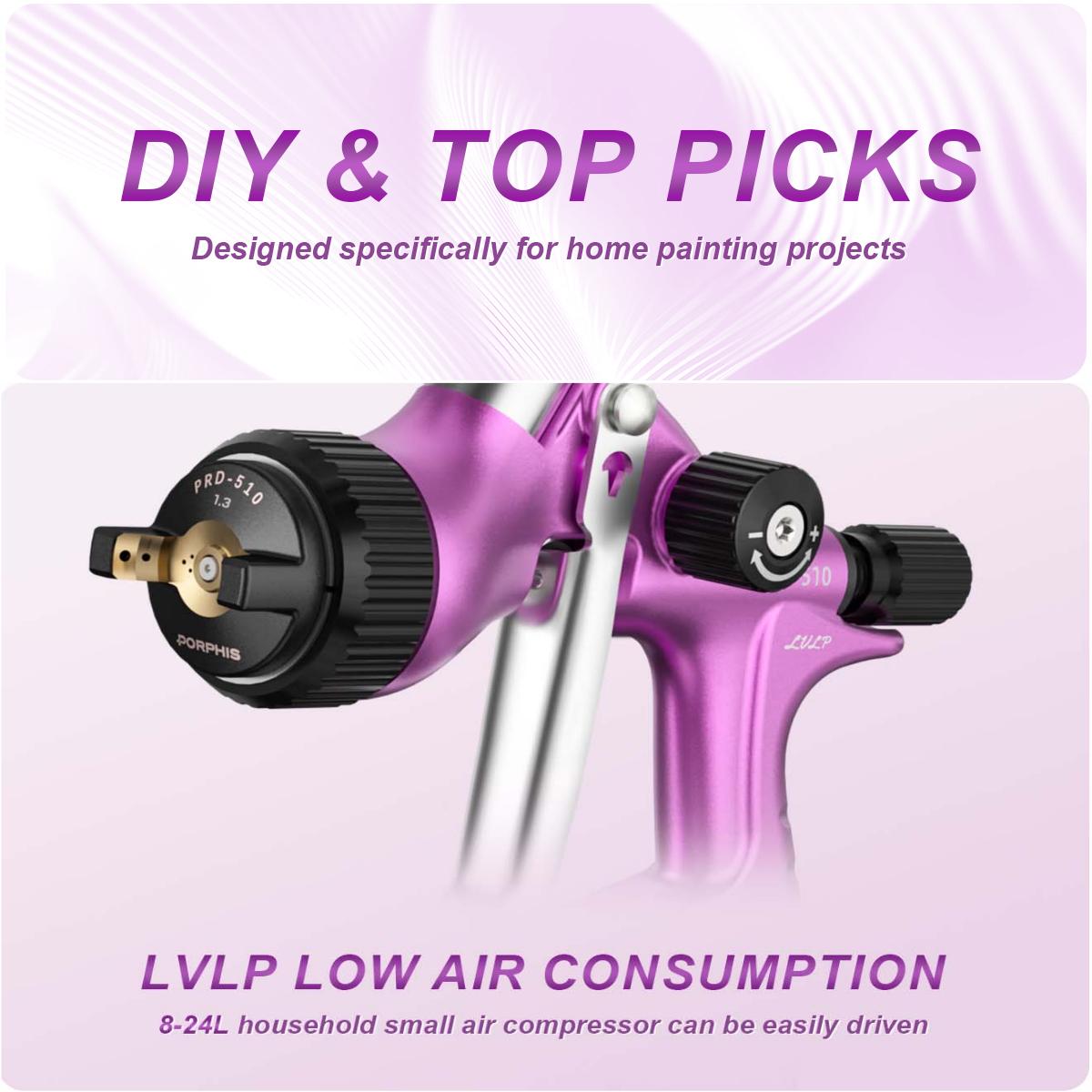 Airbrush Kit With Mini Compressor - オリジナルPORPHIS PRD-510ペイントガンLVLPスプレーガン1.3mmカースプレーツールエアブラシDIY＆小型エアコンプレッサー用