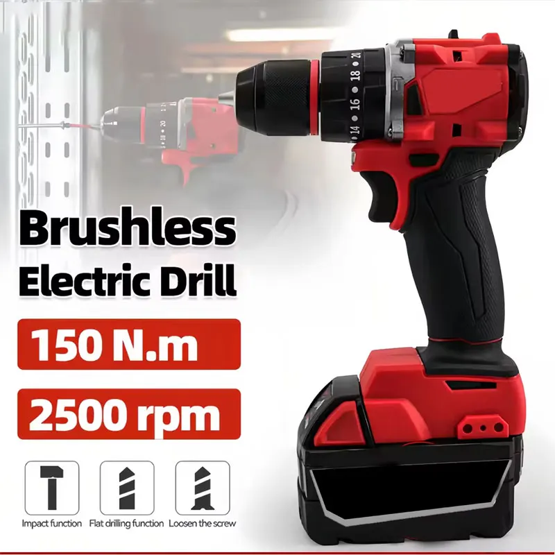 Brushless Cordless Electric Drill 18V - 小型電動ブラシレスインパクトドリル 150Nm コードレス電動工具 家庭用リフォーム用 18Vマキタバッテリー対応