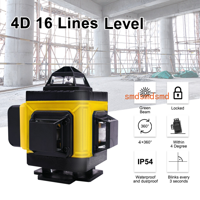 16ライン4Dレーザーレベル水平＆垂直クロスライングリーンビ - Laser Level 16 Lines 4D Green のレビューと価格
