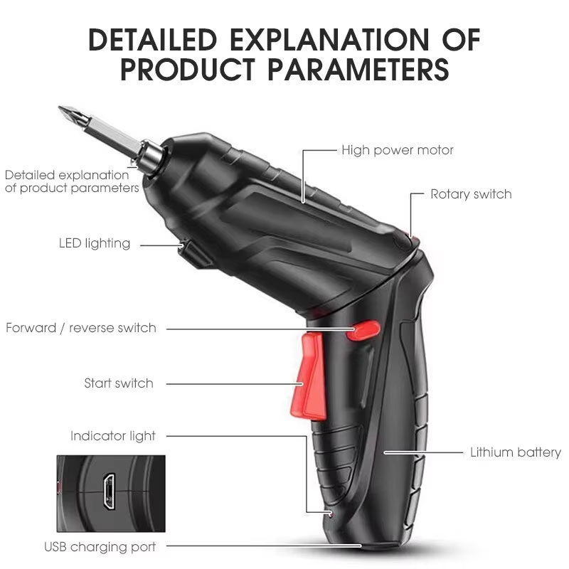 電動ドライバーセット 3.6V コードレス充電式電動工具 1 - Electric Screwdriver Rechargeable Usb のレビューと価格