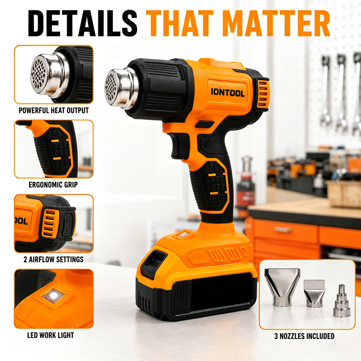 IONTOOL イエロー コードレスヒートガン 550 ℃  - Cordless Heat Gun For Shrink Tubing のレビューと価格