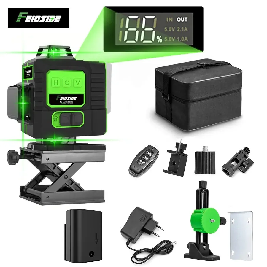 フェイドサイド16/12ライン4d/3dレーザーレベルグリー - Laser Level 16 Lines 4D Green のレビューと価格