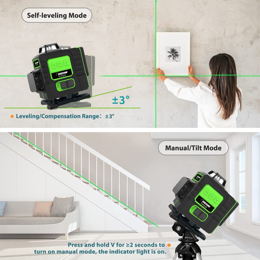 フェイドサイド16/12ライン4d/3dレーザーレベルグリー - Laser Level 16 Lines 4D Green のレビューと価格