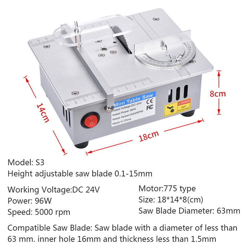 ミニテーブルソー 96W 5000RPM 木工DIY切断機  - Mini Table Saw For Woodworking のレビューと価格