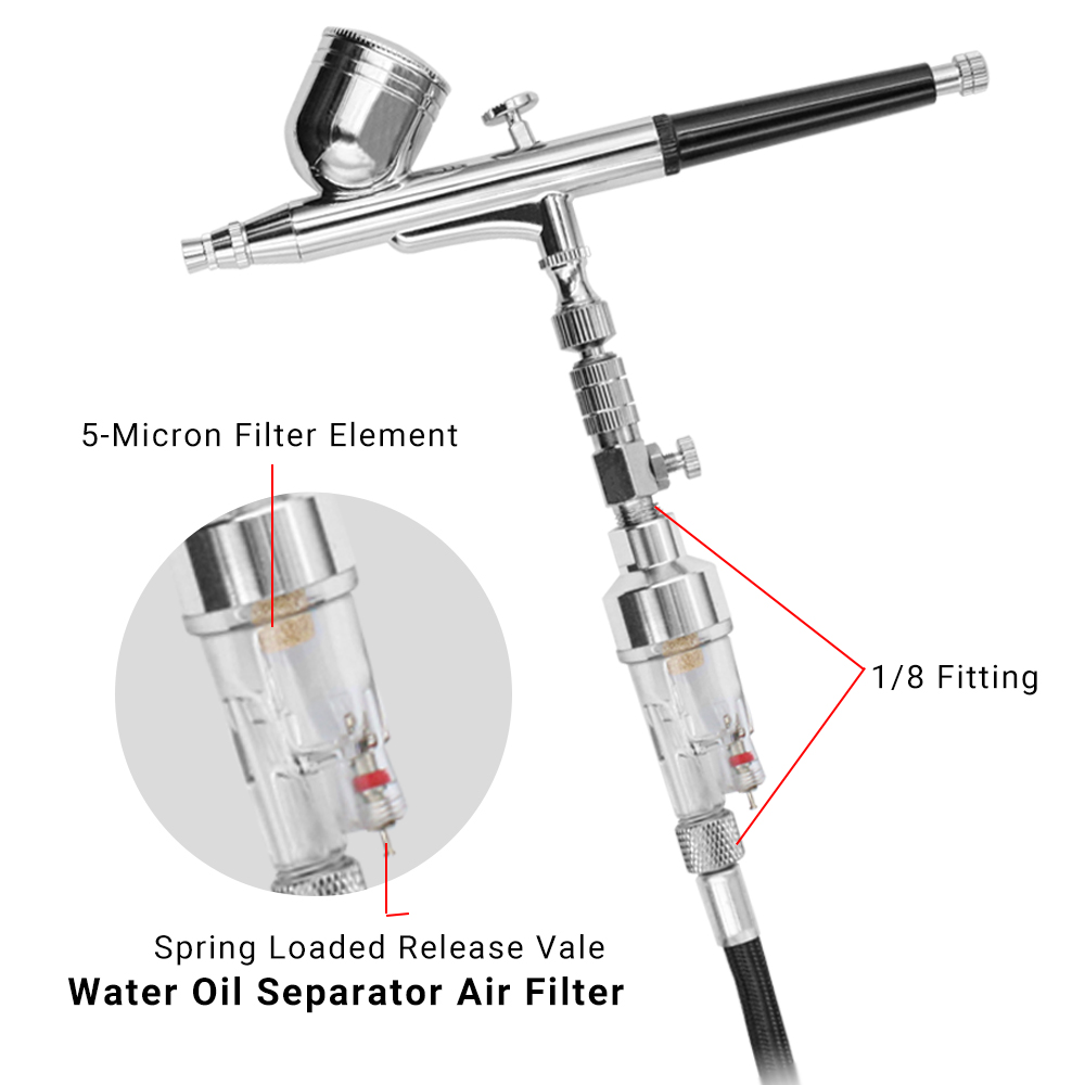 エアブラシ用の取り外し可能なフィルター,2つの水分離器,空気 - Airbrush Kit With Mini Compressor のレビューと価格