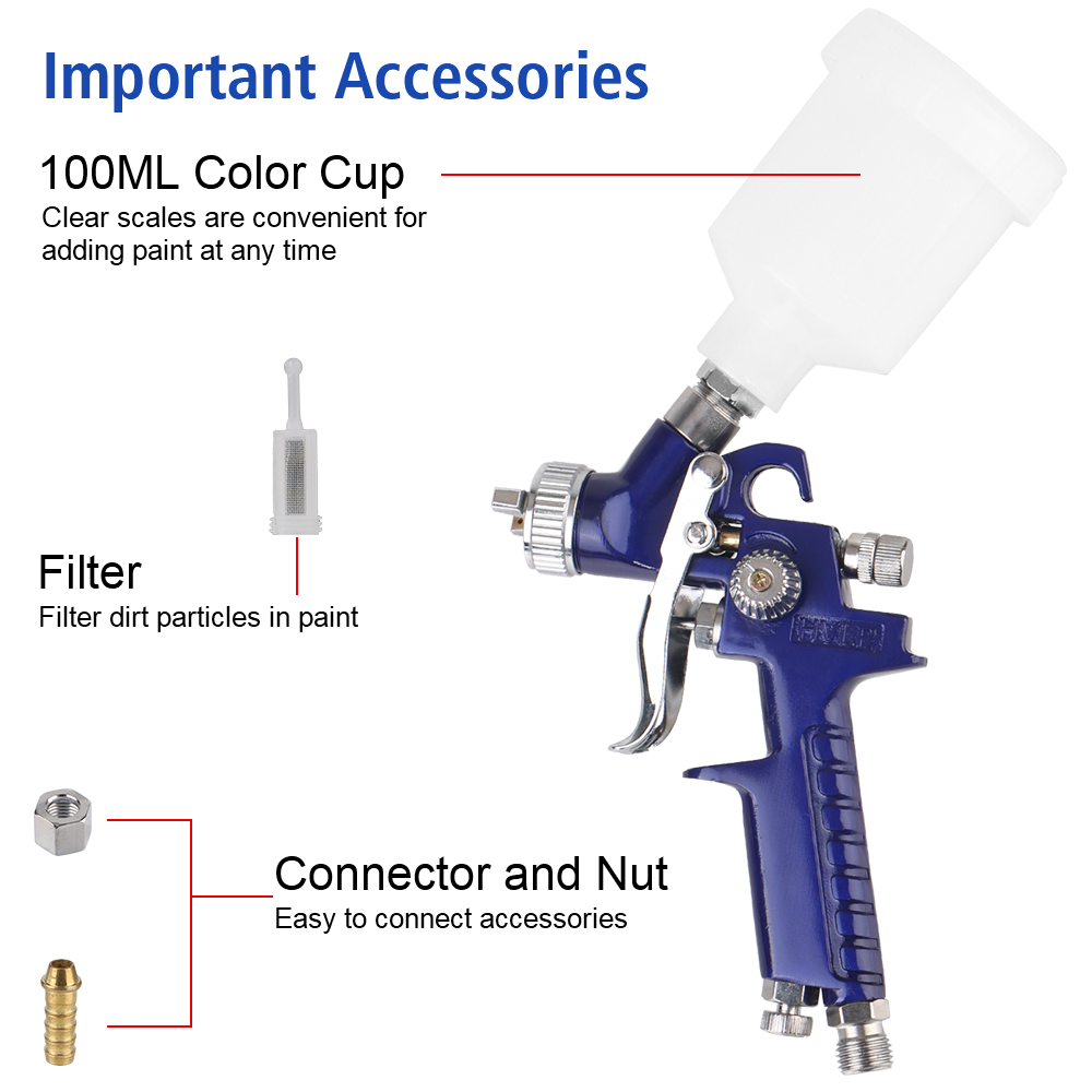 ミニエアペイントスプレーガン、hvlpエアブラシ、塗装用ノズ - Airbrush Kit With Mini Compressor のレビューと価格