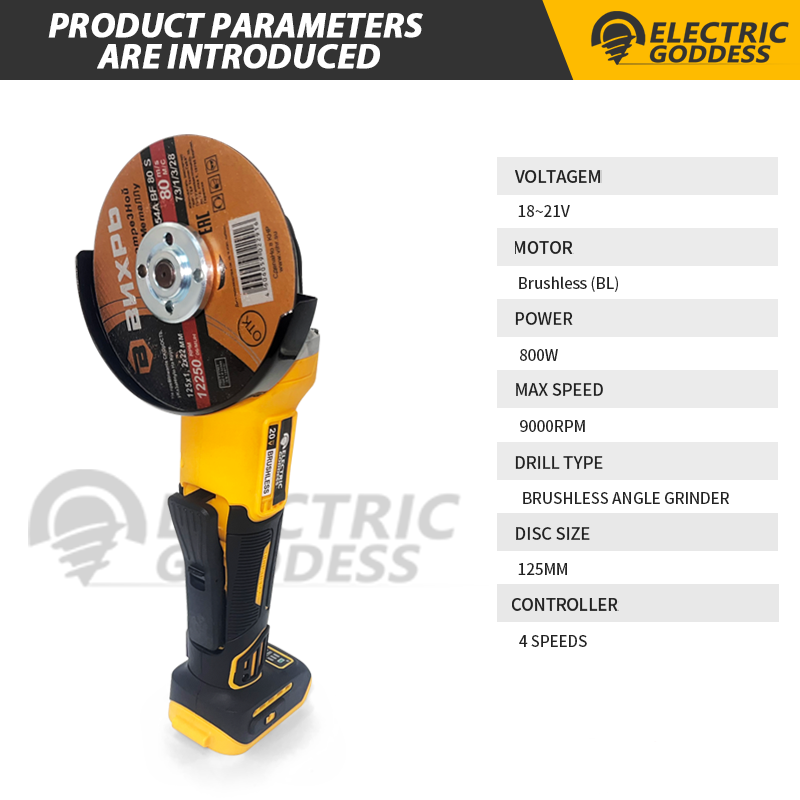 125mmブラシレスアングルグラインダー研磨機、4段階ギア、 - Brushless Angle Grinder Battery Powered のレビューと価格