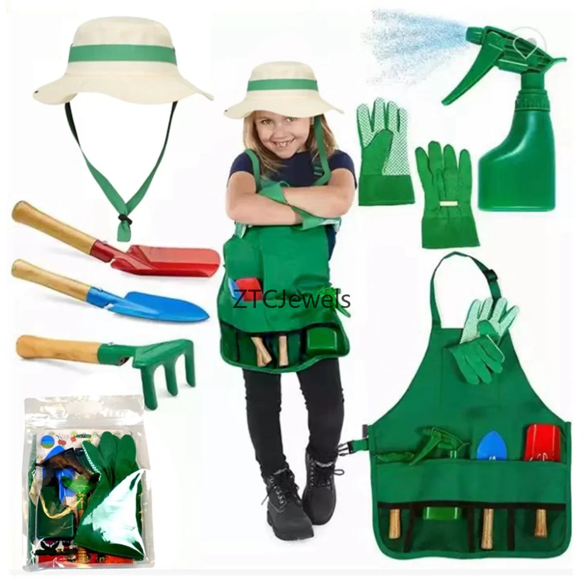 キッズガーデンエプロンツールセット 手袋付き 女の子用コスプ - Garden Tools のレビューと価格