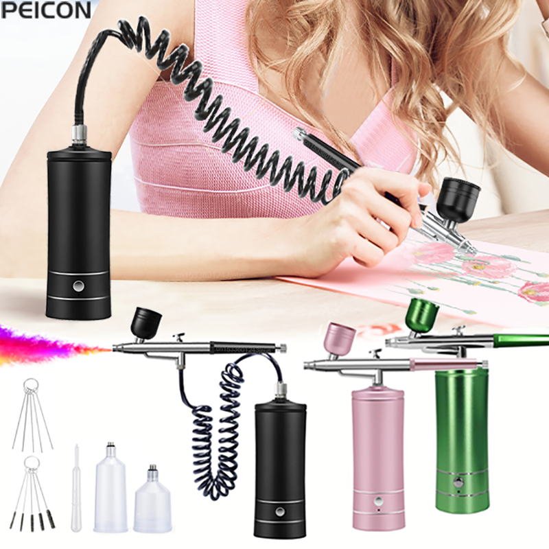 エアブラシ塗装エアブラシ コンプレッサー付き ミニスプレーガ - Airbrush Kit With Mini Compressor のレビューと価格