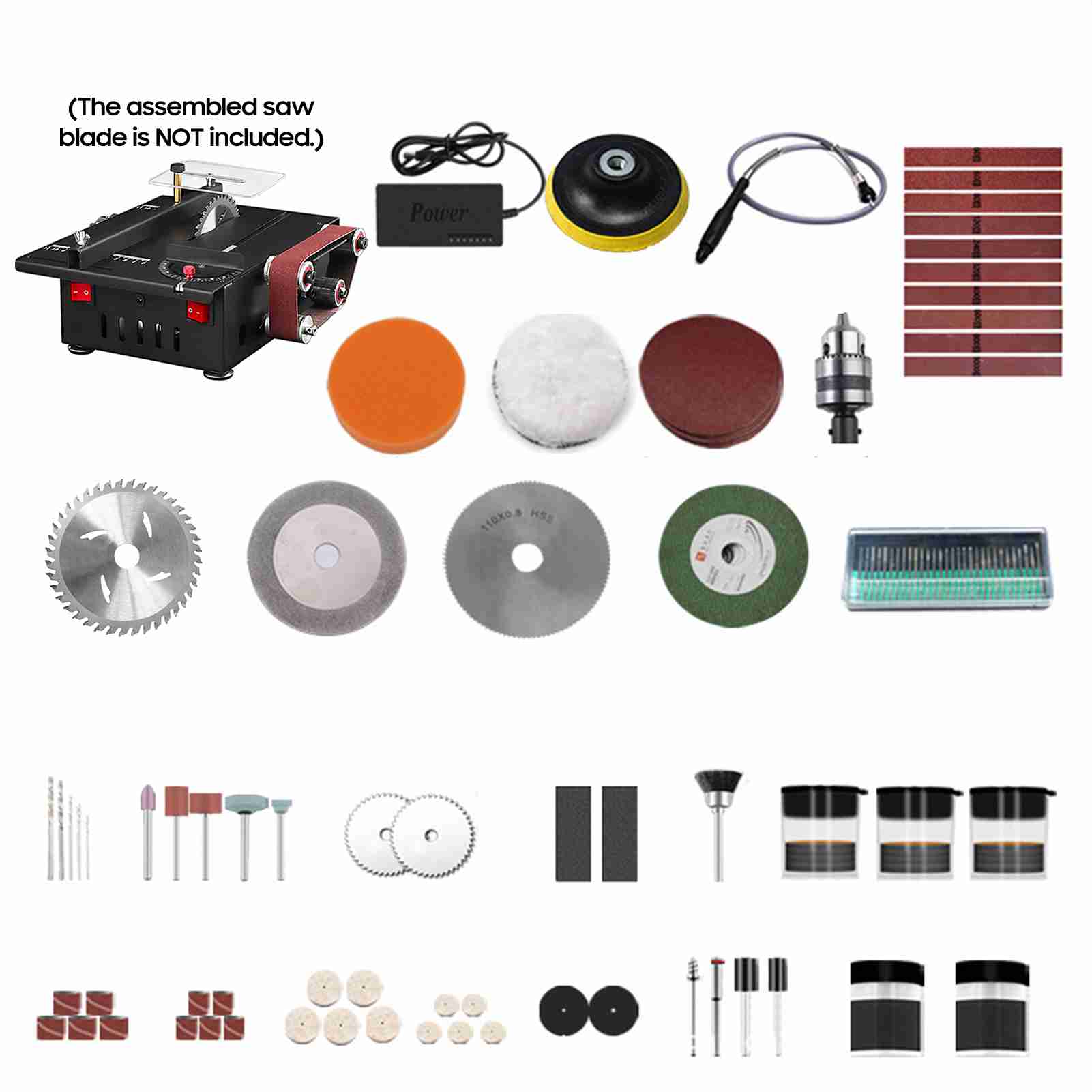 200Wミニベンチソーとベルトサンダー、延長ロッド、コレット - Mini Table Saw For Woodworking のレビューと価格