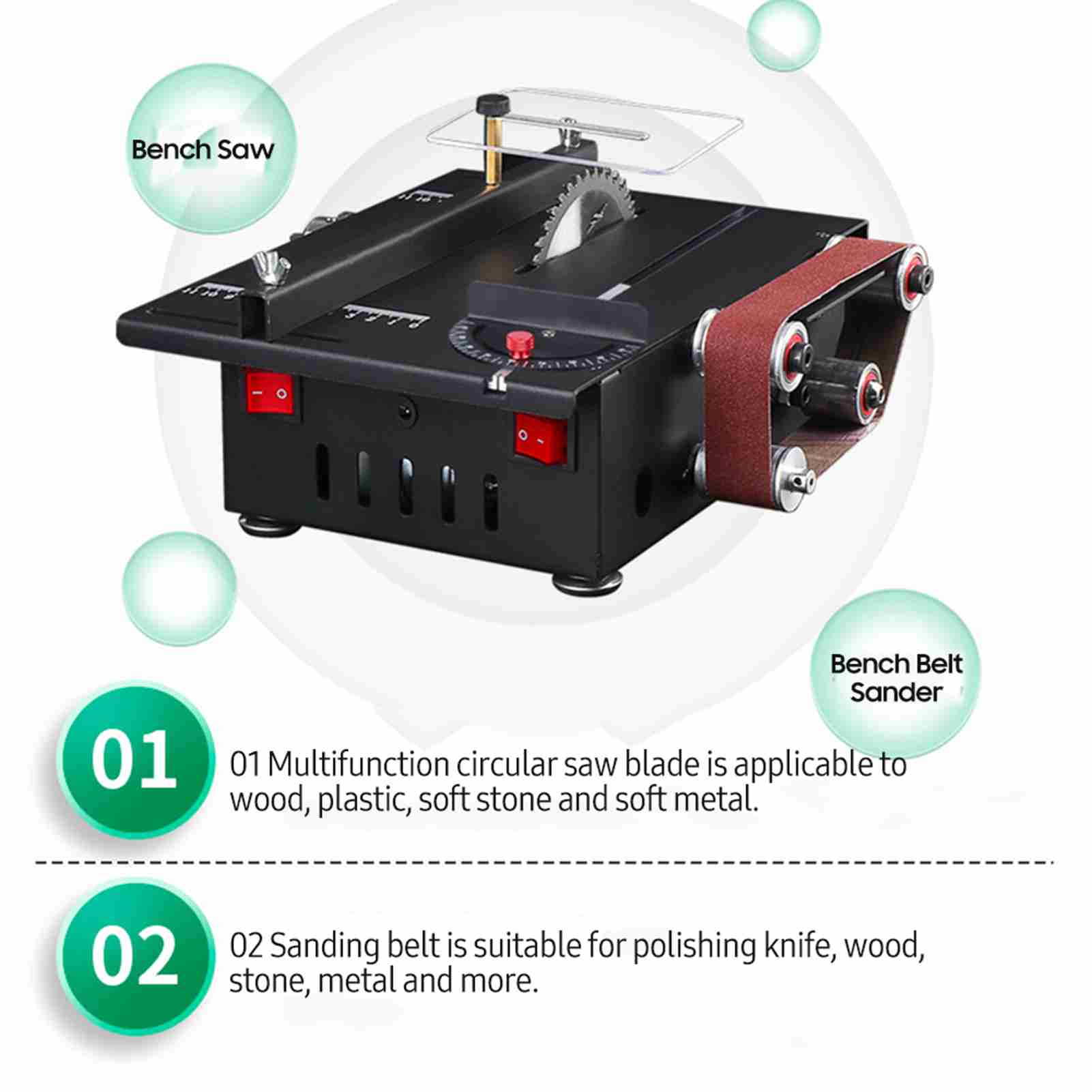200Wミニベンチソーとベルトサンダー、延長ロッド、コレット - Mini Table Saw For Woodworking のレビューと価格