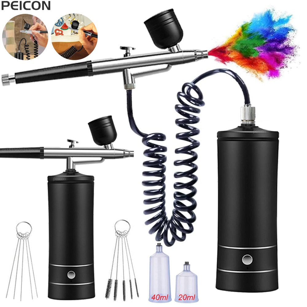 コンプレッサー付きエアブラシ ポータブルエアブラシペイントス - Airbrush Kit With Mini Compressor のレビューと価格