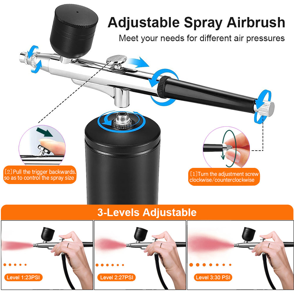 コンプレッサー付きエアブラシ ポータブルエアブラシペイントス - Airbrush Kit With Mini Compressor のレビューと価格