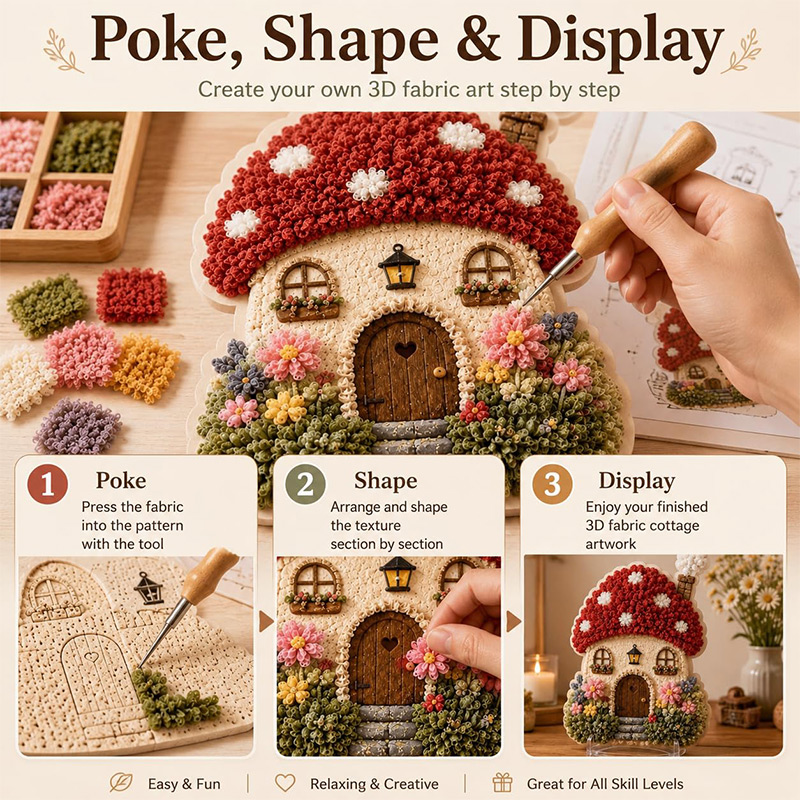 3Dマッシュルームハウス ポケアート DIYキット 布製パン - Hand Tools のレビューと価格