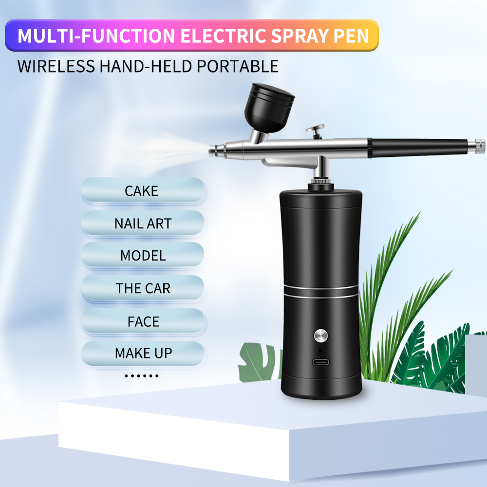 ポータブル充電式ワイヤレスエアブラシ、コンプレッサー付き、シ - Airbrush Kit With Mini Compressor のレビューと価格