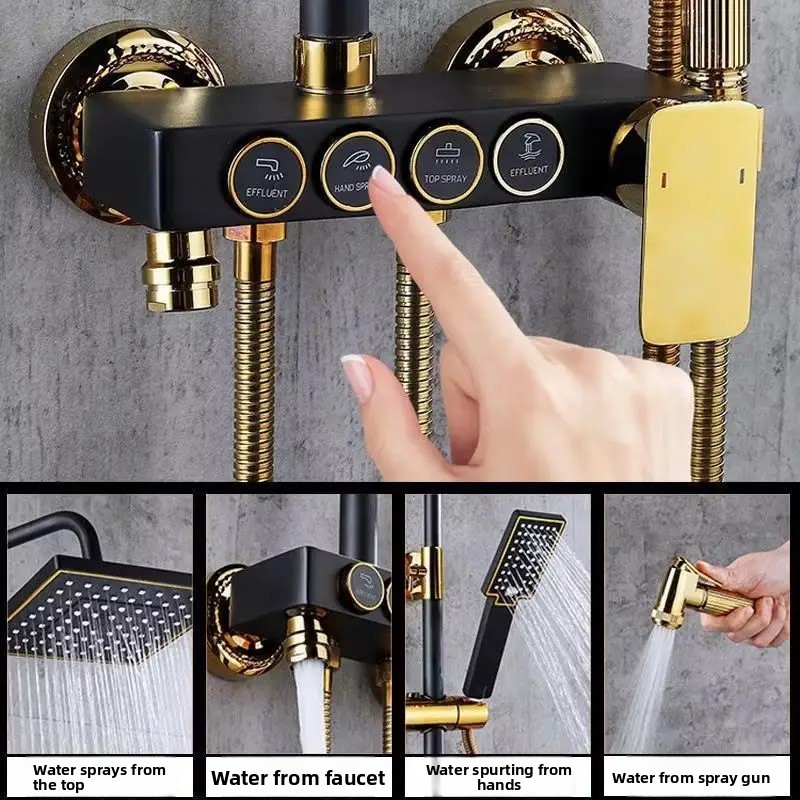 ブラックゴールドステンレス鋼シャワーシステムコンプリートセッ - Plumbing のレビューと価格