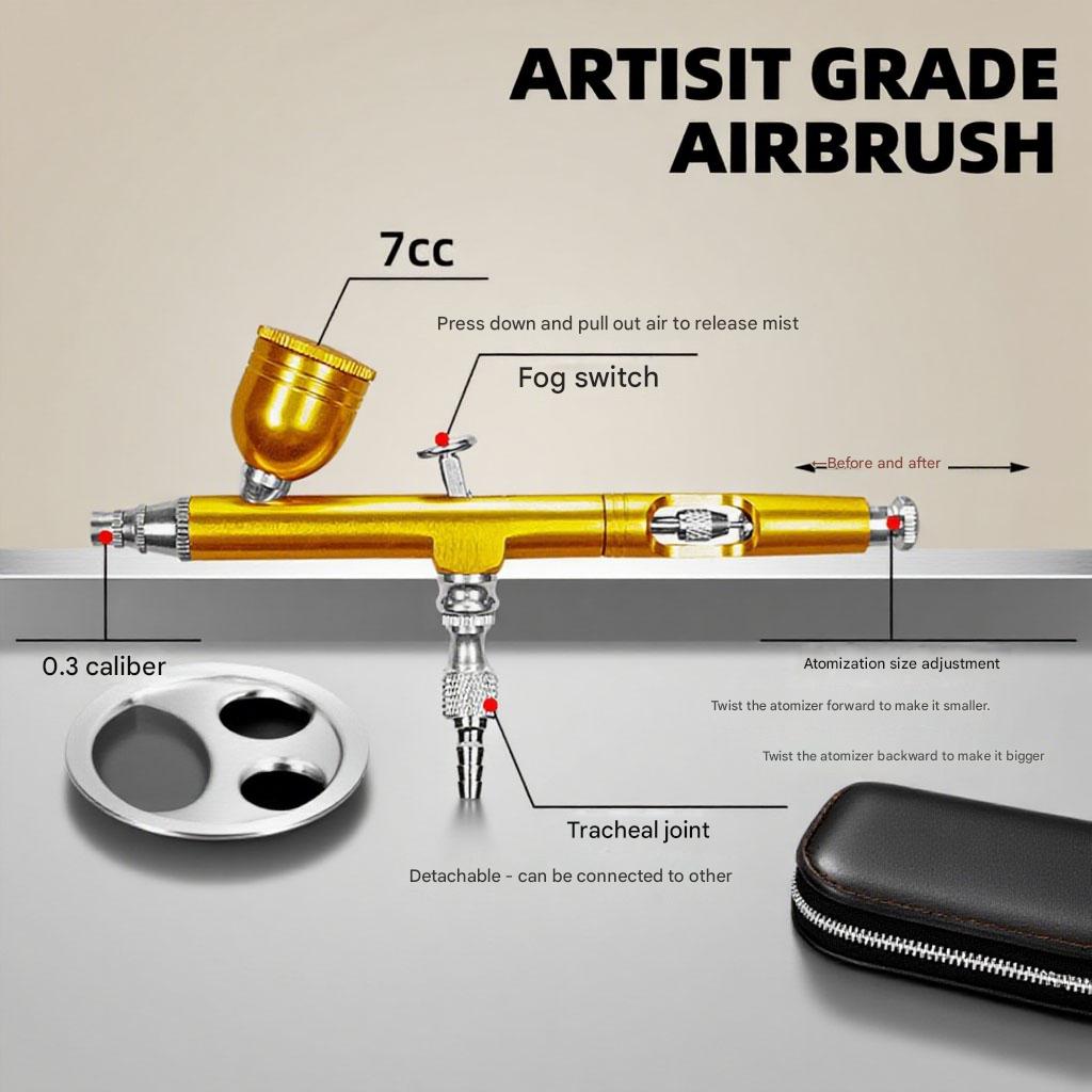 0.3mmデュアルアクションエアブラシ、7cc液カップ、クイ - Airbrush Kit With Mini Compressor のレビューと価格