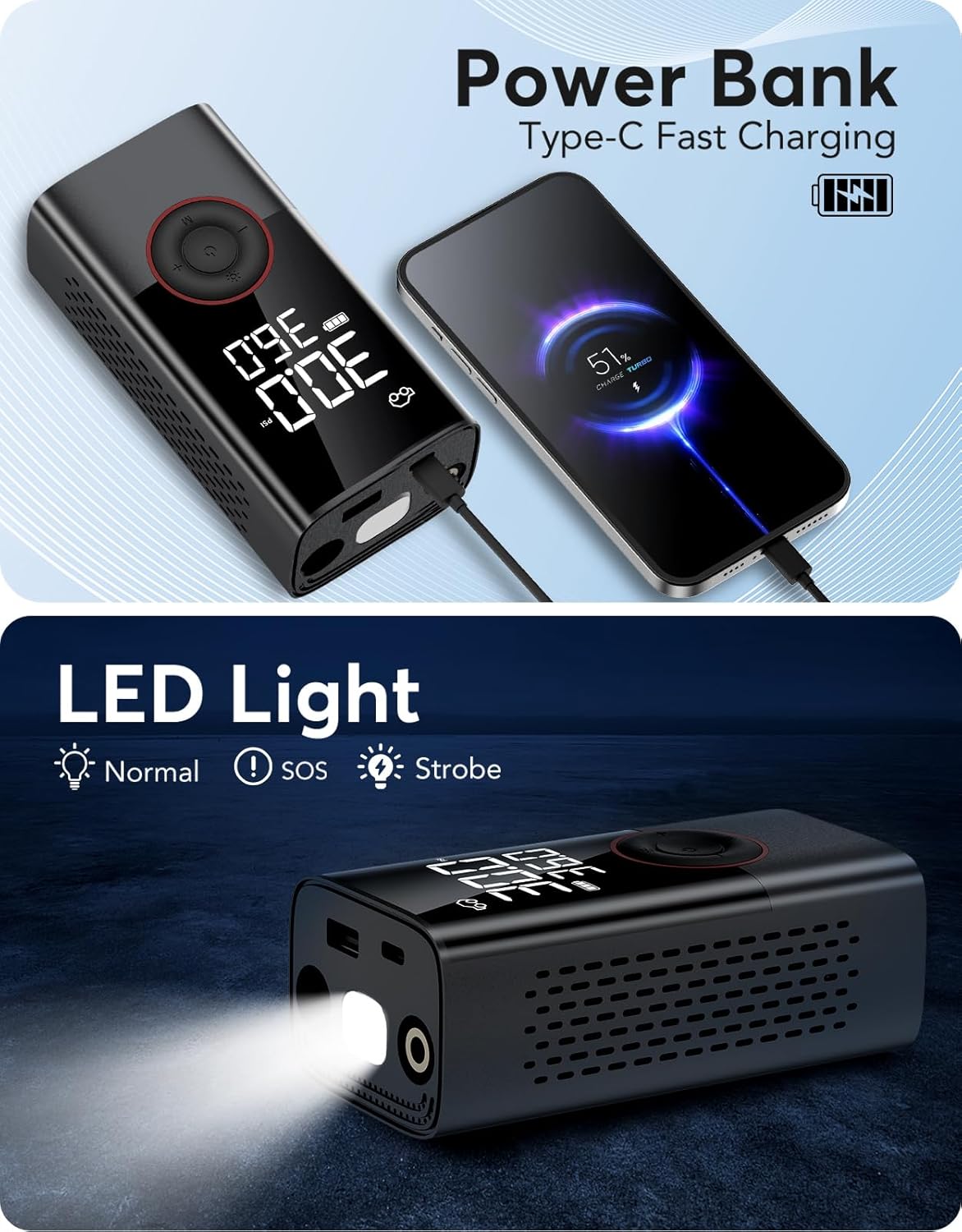 ポータブルワイヤレスエアコンプレッサー ミニ電動ハンドヘルド - Electrical のレビューと価格