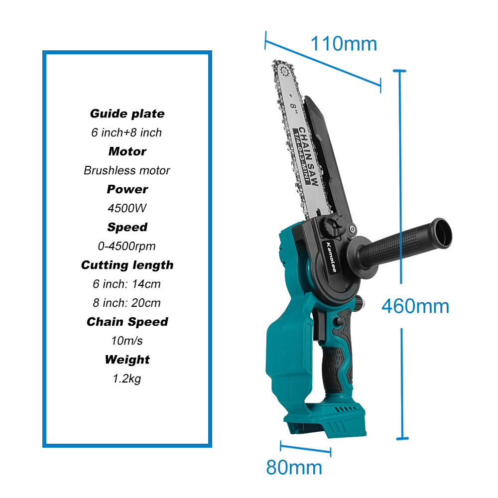 Kamolee-ミニブラシレス電動のこぎり、充電式チェーンソ - Mini Electric Chainsaw 6 Inch のレビューと価格