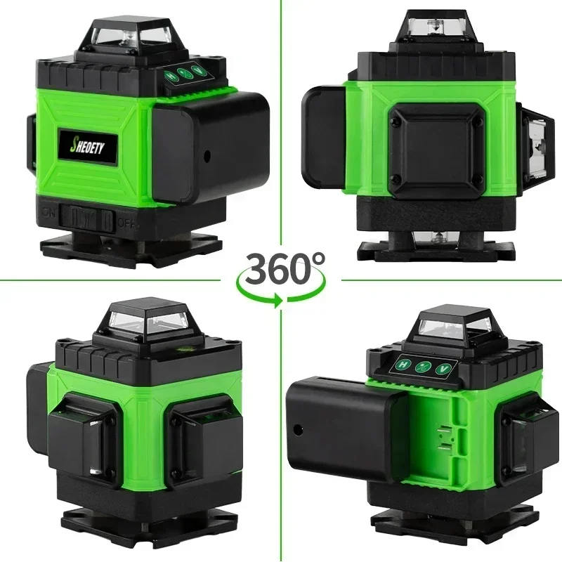 4D 16 ライン プロフェッショナル 360 ° セルフレ - Laser Level 16 Lines 4D Green のレビューと価格