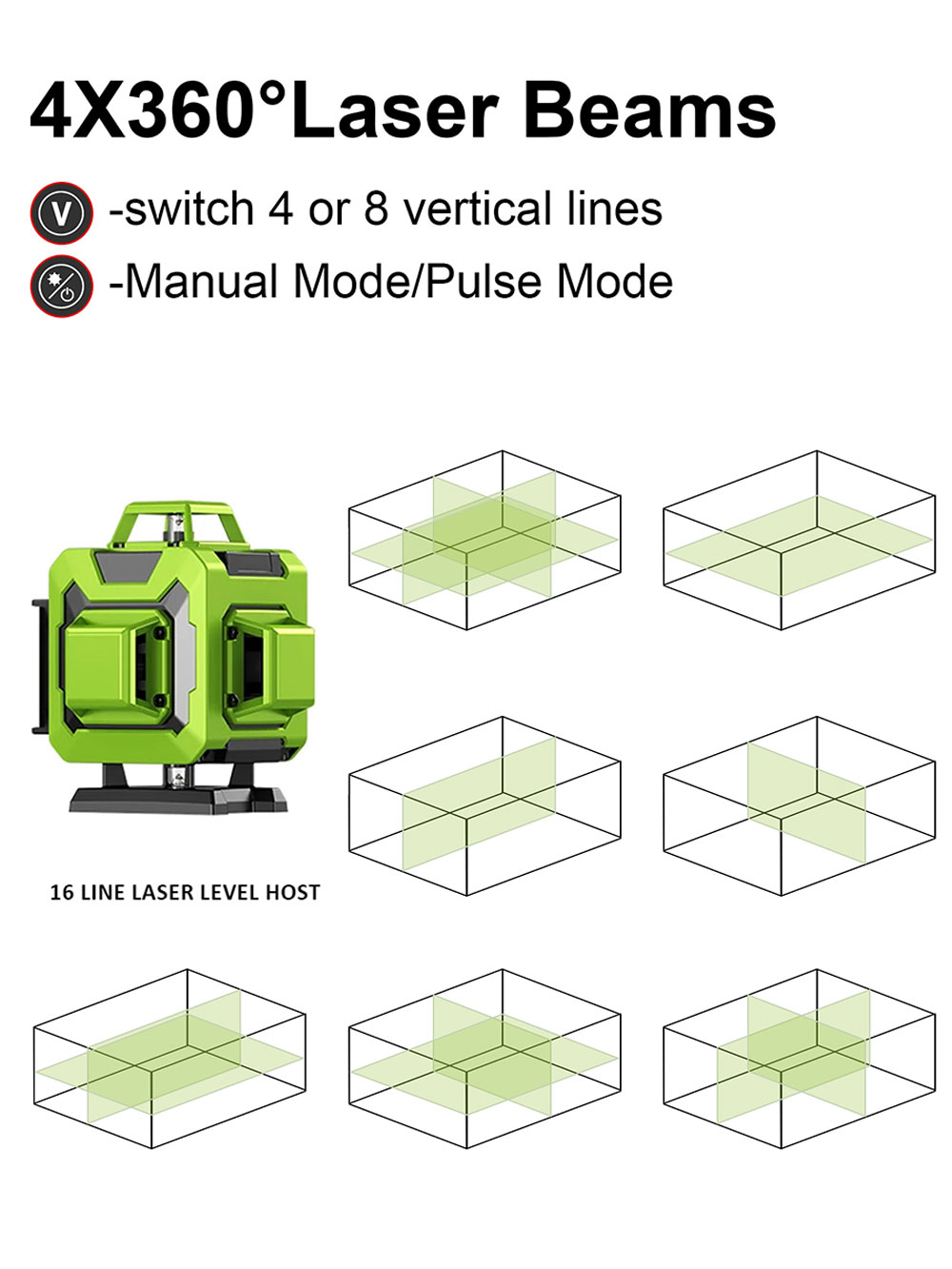 LFINE 4D 16 ライン 360 セルフレベリングレー - Laser Level 16 Lines 4D Green のレビューと価格