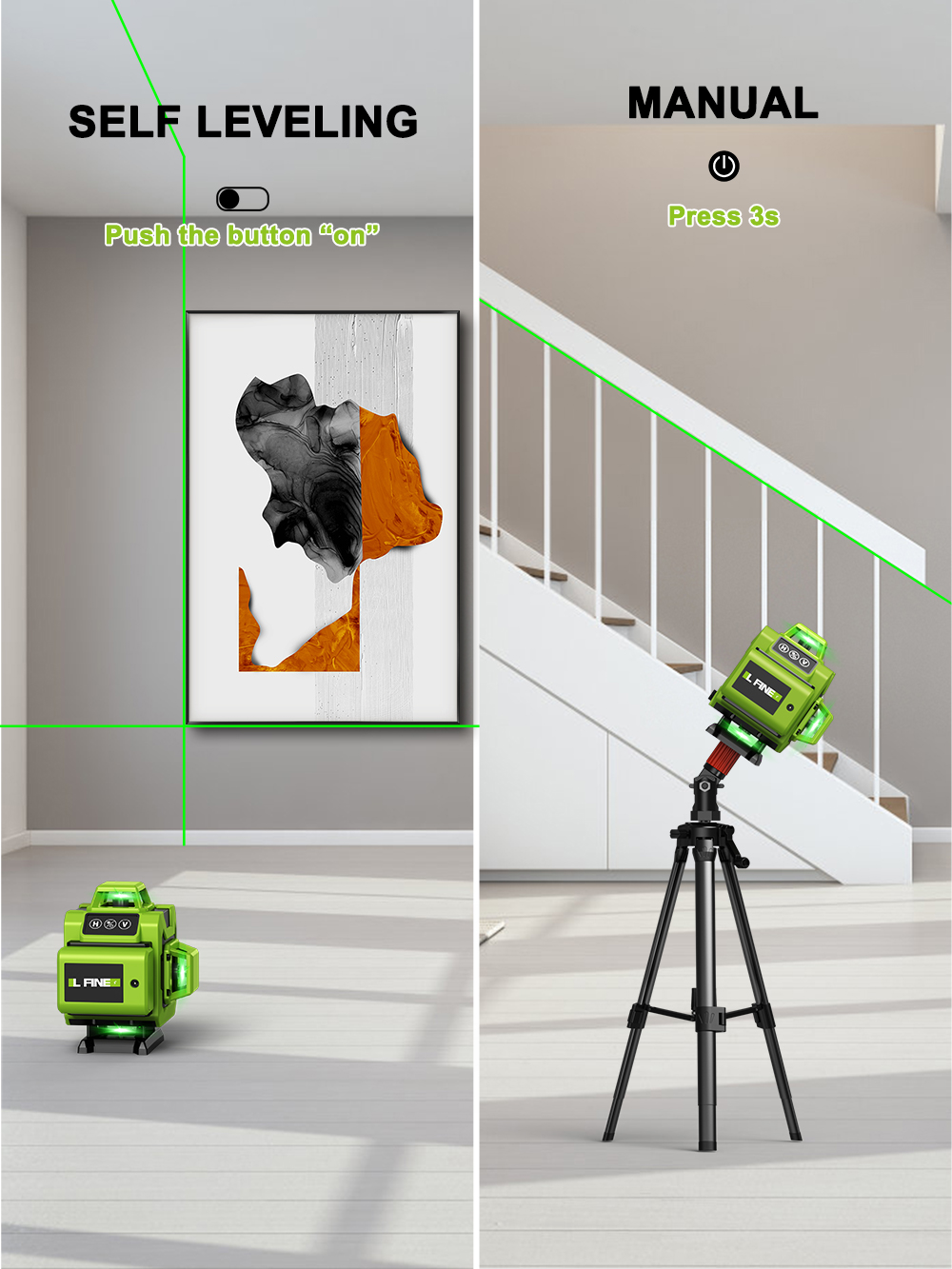 LFINE 4D 16 ライン 360 セルフレベリングレー - Laser Level 16 Lines 4D Green のレビューと価格