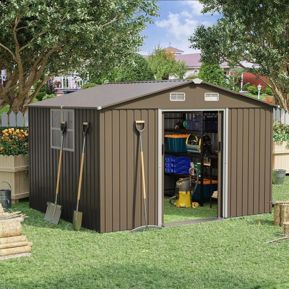 10T x 8T 屋外用金属製収納庫（ロック可能なドア、引き - Garden Tools のレビューと価格