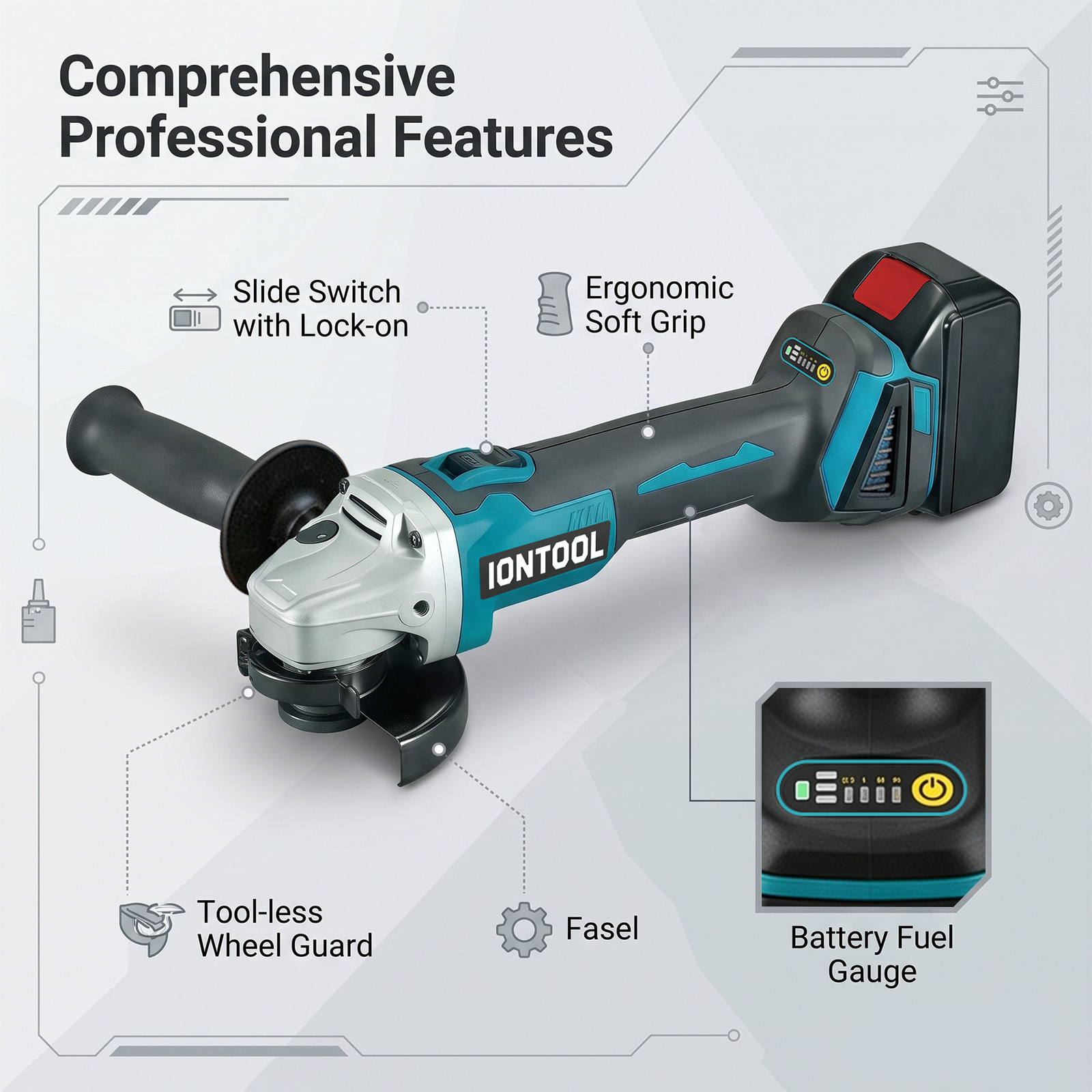 IONTOOL 18V ブラシレスアングルグラインダー コー - Brushless Angle Grinder Battery Powered のレビューと価格