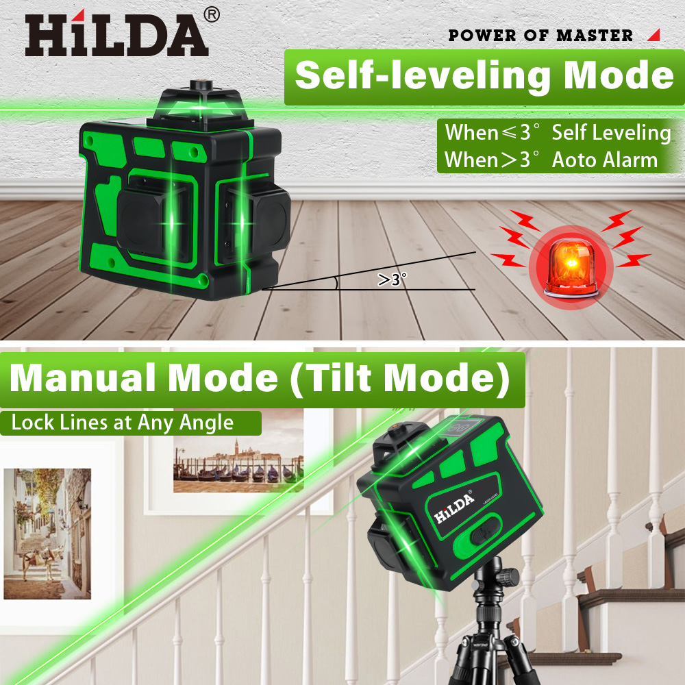 HILDA 16/12 ライン超強力 4D/3D レーザーレ - Laser Level 16 Lines 4D Green のレビューと価格