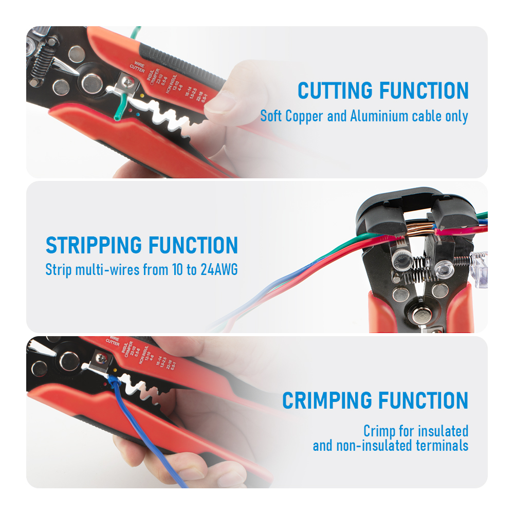 プロ仕様自動ワイヤーストリッパー圧着ペンチ電気技師用ケーブル - Automatic Wire Stripper Cutter のレビューと価格