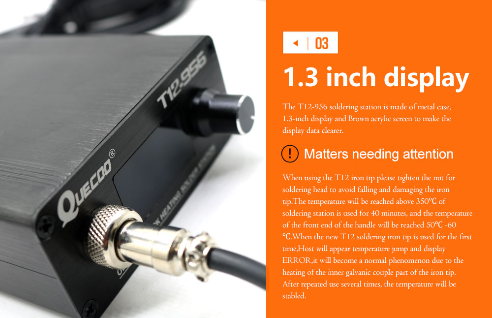 QUECOO T12-956 はんだ付けデジタルステーション - Digital Soldering Station T12 のレビューと価格