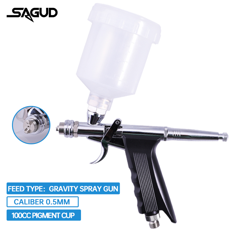 重力供給エアブラシ,デュアルアクションピストルグリップ,トリ - Airbrush Kit With Mini Compressor のレビューと価格