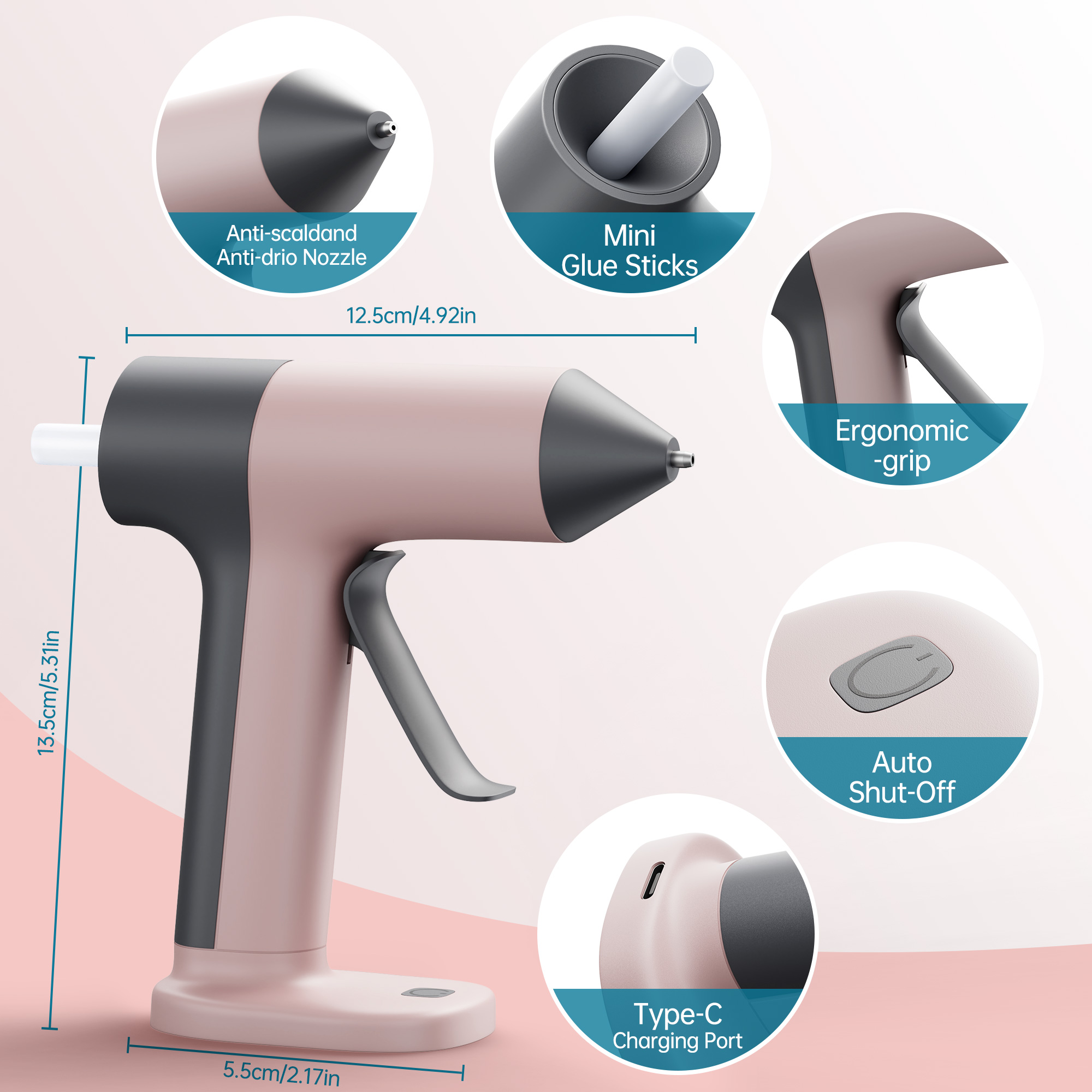 15W ワイヤレスホットグルーガン 2000mAhバッテリー - Hot Melt Glue Gun Cordless のレビューと価格