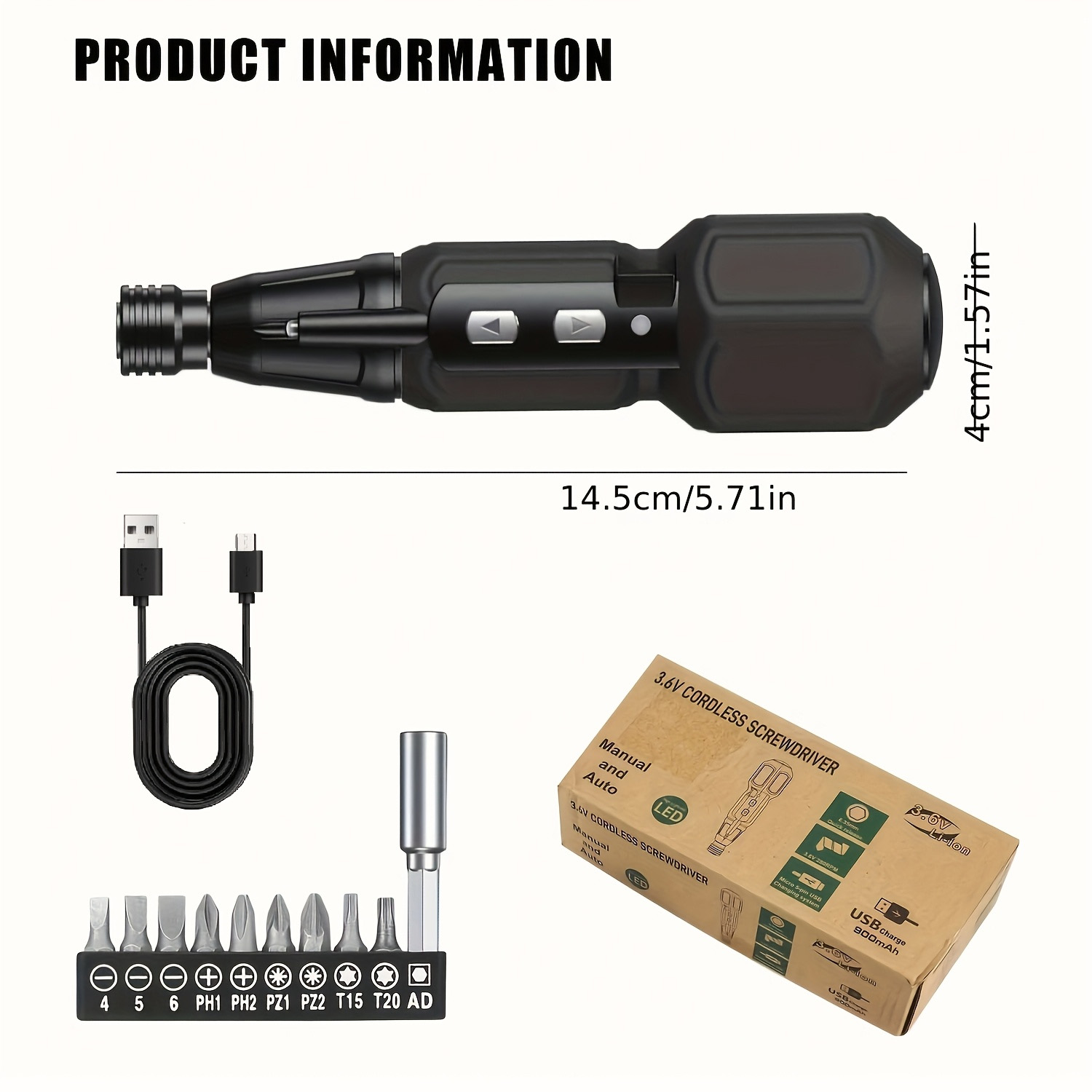 電動ドライバー 充電式コードレスドライバー クイック電動工具 - Electric Screwdriver Rechargeable Usb のレビューと価格